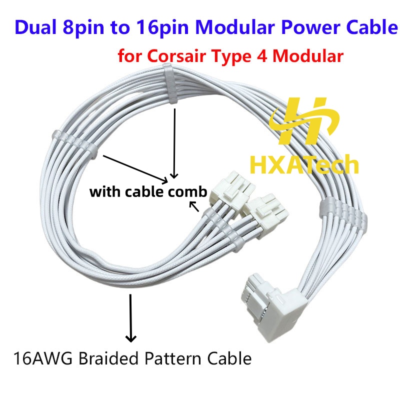 Dual 8Pin To 16Pin 12Vhpwr Cable - Cavo di Alimentazione Intrecciato di Alta
