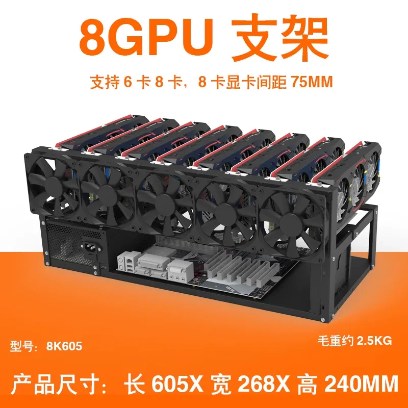 Gpu Mining Rig Frame 8 Gpu - Supporto per Schede Grafiche JMZ, Rack