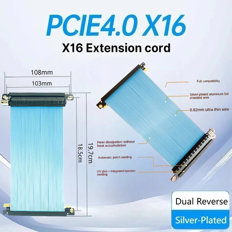Itx Gpu Riser Pcie 4.0 16X - Cavo riser doppio reverso Pcie 4.0